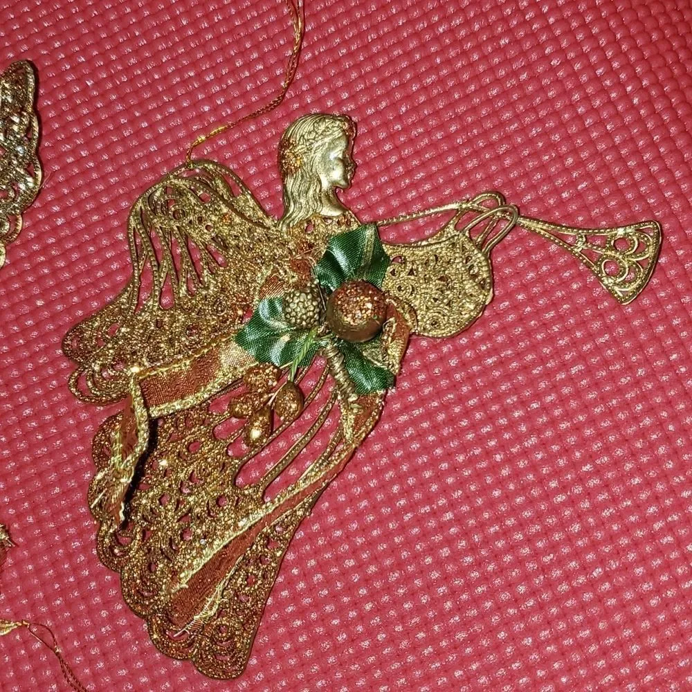 Angel Glitter Christmas Ornaments Set of 5